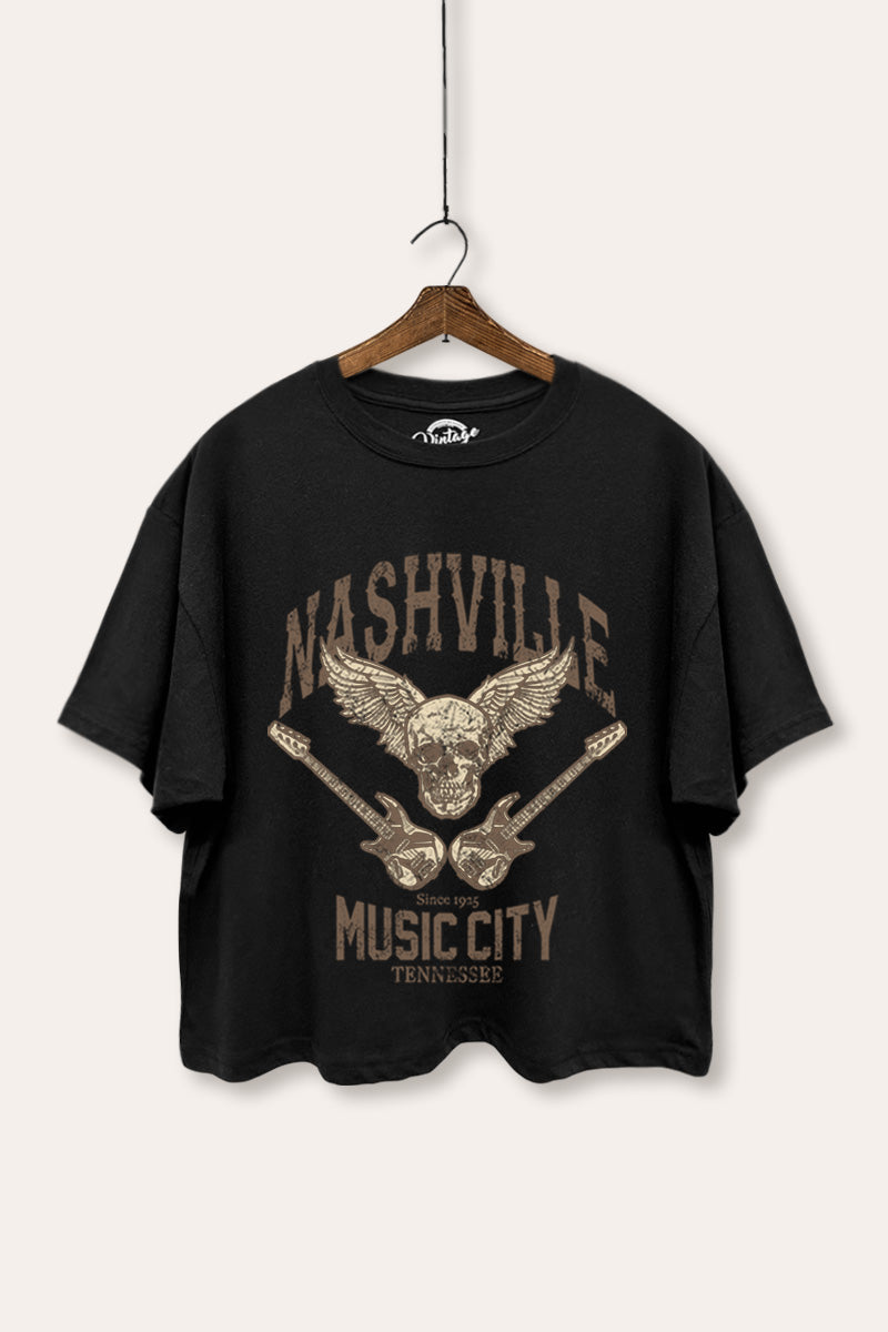 nashville music city graphic boxy crop top