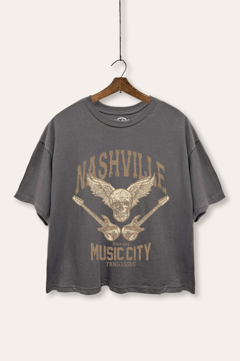 nashville music city graphic boxy crop top