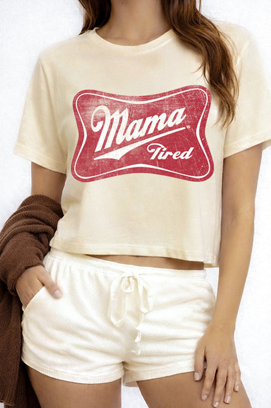 Mama Tired Graphic Boxy Crop Top