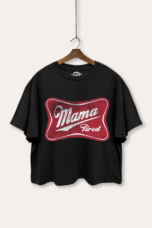Mama Tired Graphic Boxy Crop Top