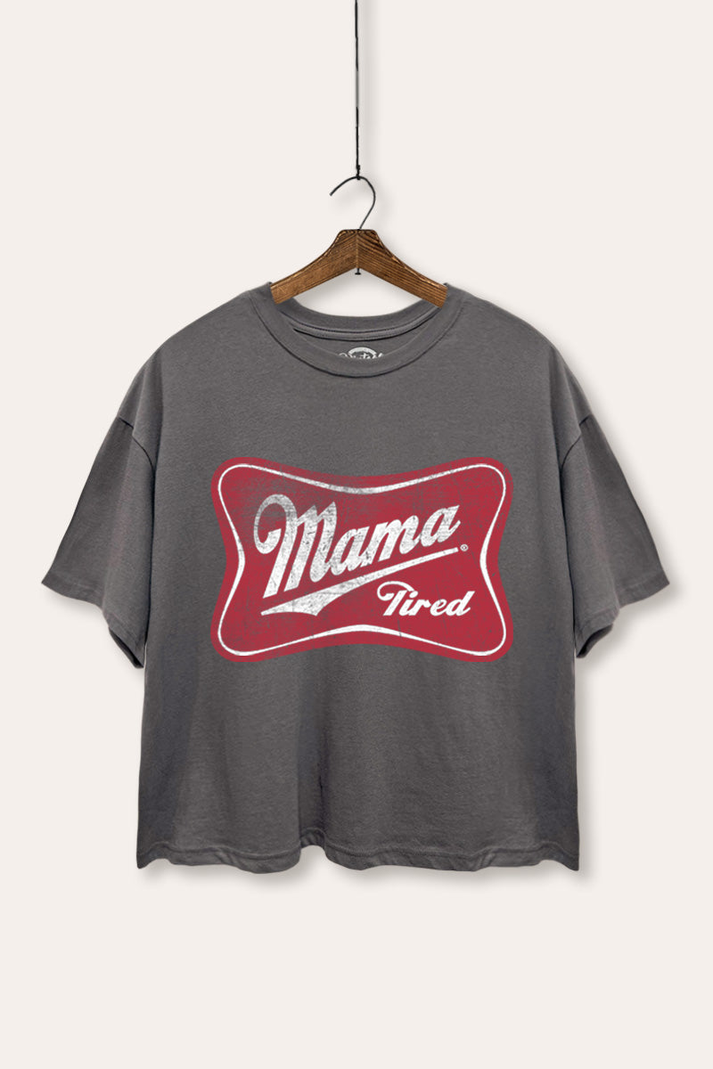Mama Tired Graphic Boxy Crop Top
