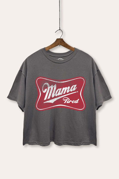 Mama Tired Graphic Boxy Crop Top