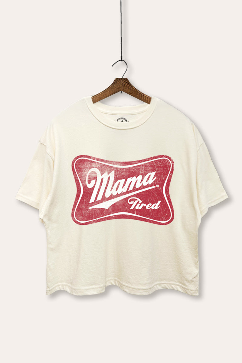Mama Tired Graphic Boxy Crop Top