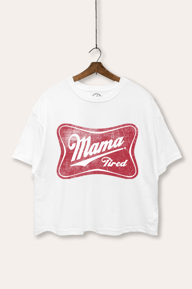 Mama Tired Graphic Boxy Crop Top