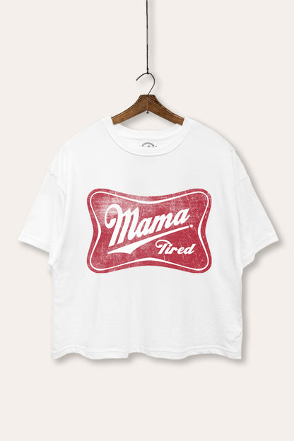 Mama Tired Graphic Boxy Crop Top