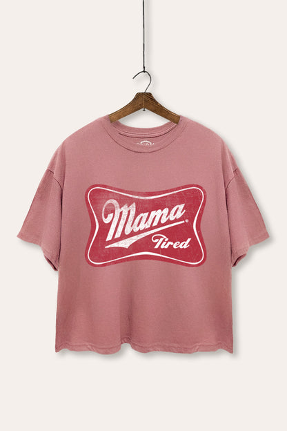 Mama Tired Graphic Boxy Crop Top