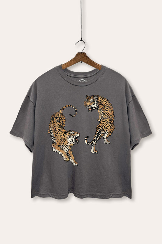 Fighting Tigers Graphic Boxy Crop Top