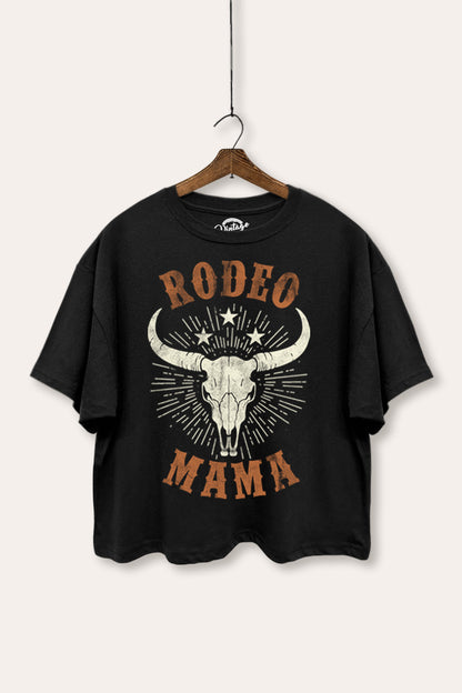 Rodeo Mama Western Skull Graphic Boxy Crop Top