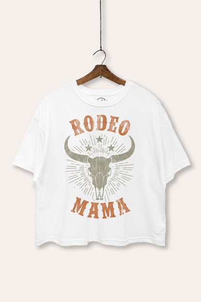 Rodeo Mama Western Skull Graphic Boxy Crop Top