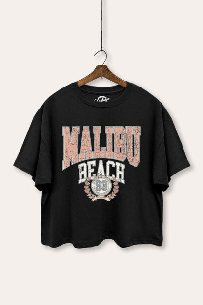 Malibu Beach Coastal Collegiate Graphic Boxy Crop Top