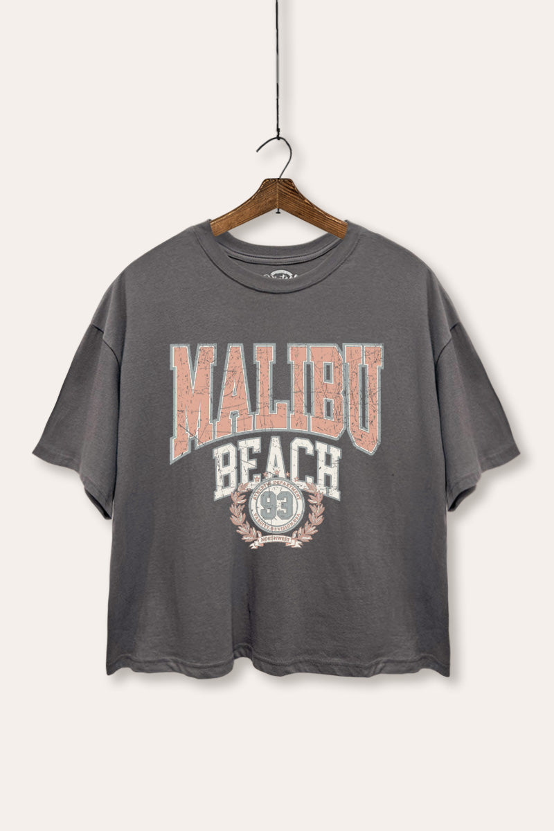 "malibu beach" boxy graphic crop top