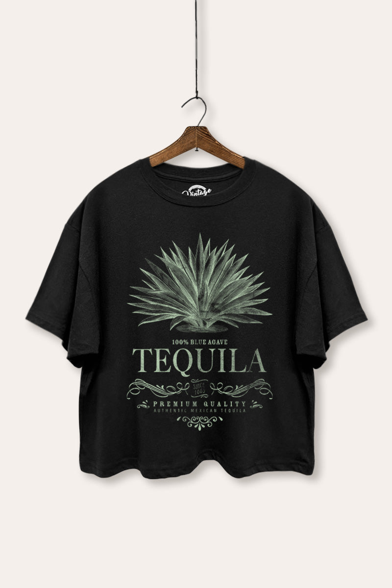 "tequila" agave plant boxy graphic crop top