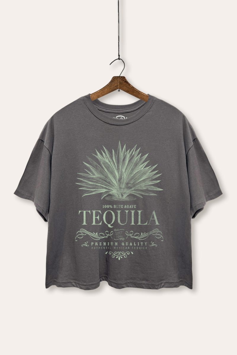 "tequila" agave plant boxy graphic crop top