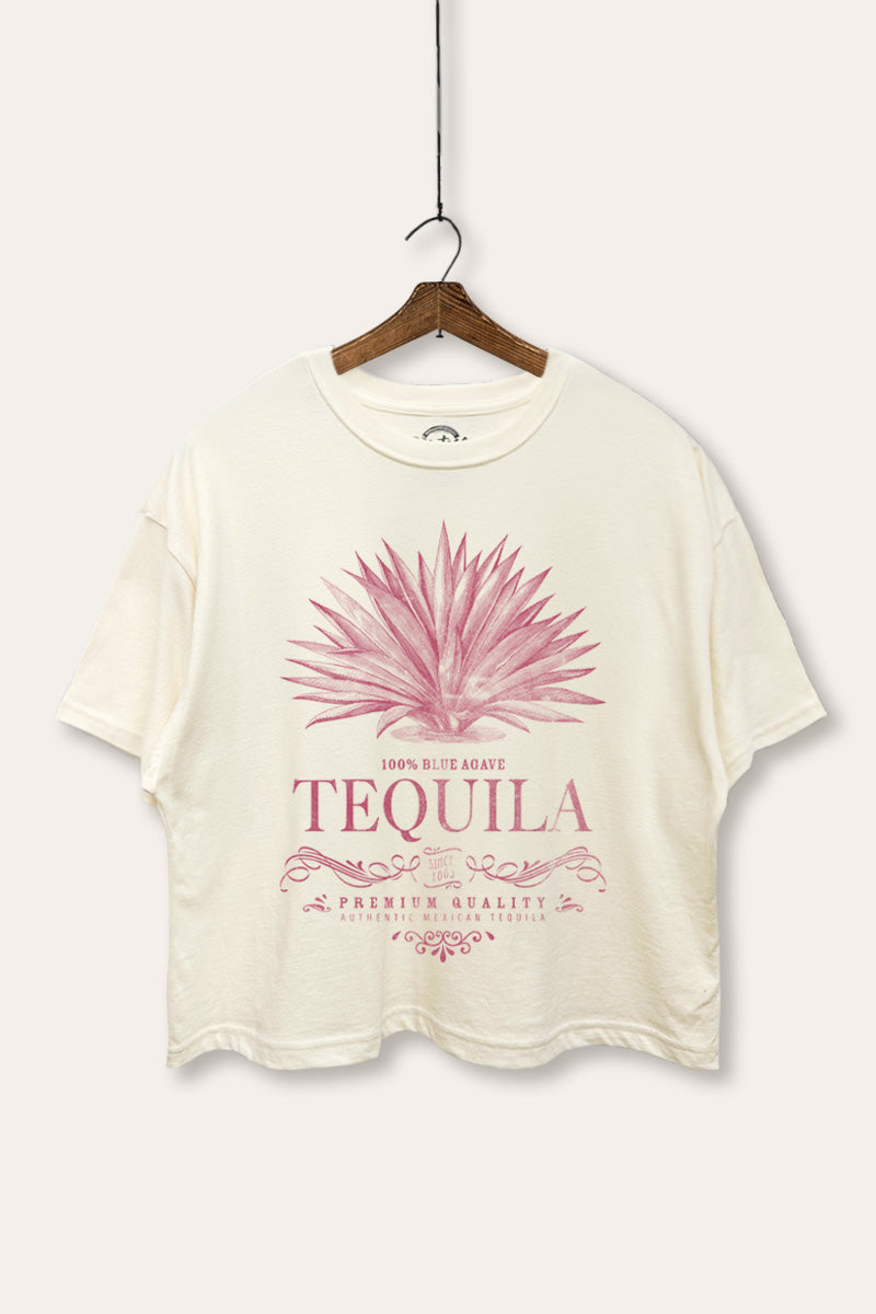 "tequila" agave plant boxy graphic crop top