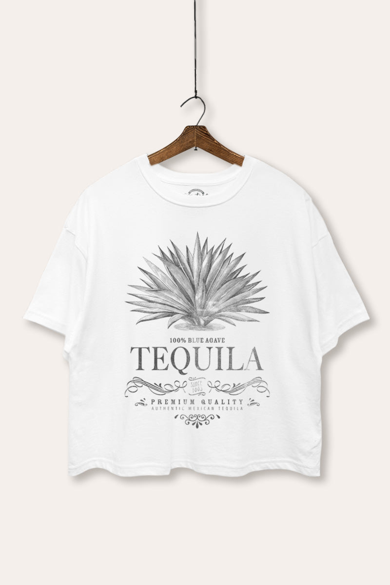 "tequila" agave plant boxy graphic crop top
