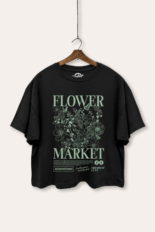 Flower Market Graphic Boxy Crop Top