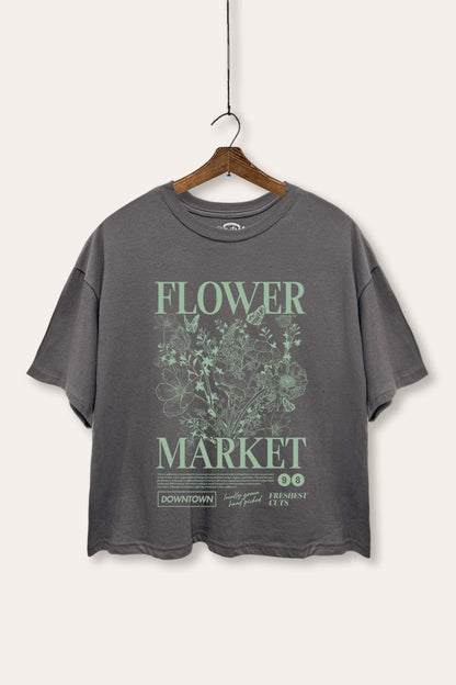 Flower Market Graphic Boxy Crop Top