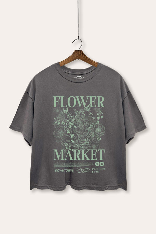 Flower Market Graphic Boxy Crop Top