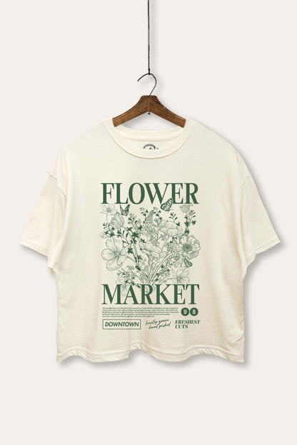 Flower Market Graphic Boxy Crop Top