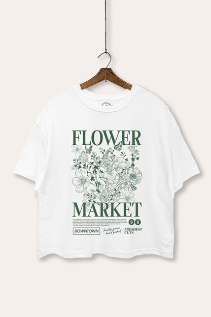 Flower Market Graphic Boxy Crop Top