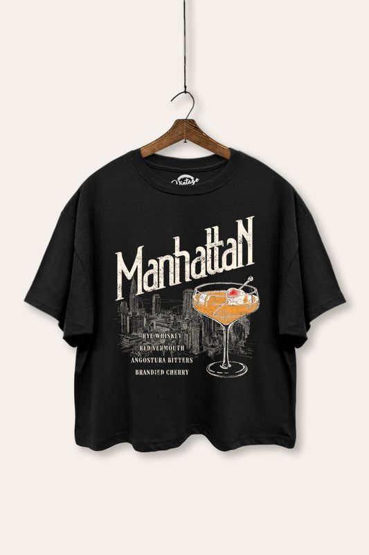 Manhattan Cocktail Graphic Boxy Crop Top