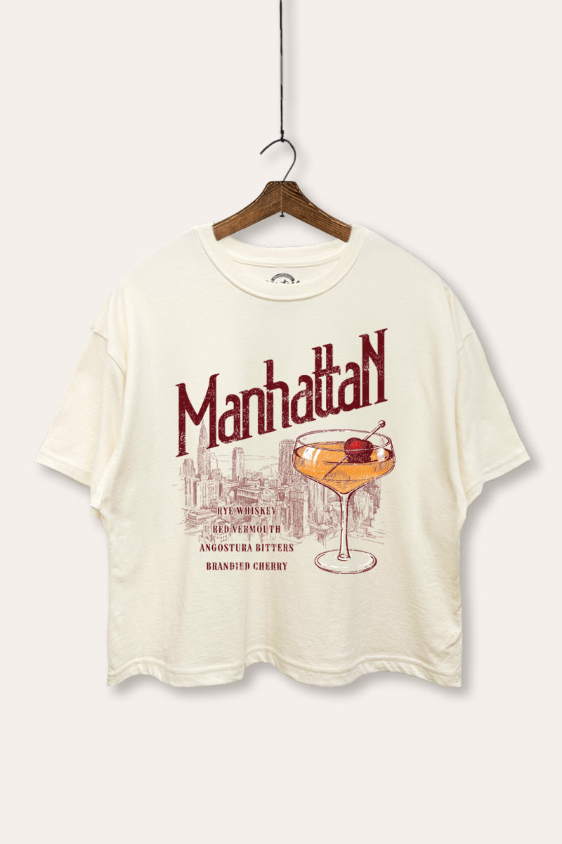 Manhattan Cocktail Graphic Boxy Crop Top