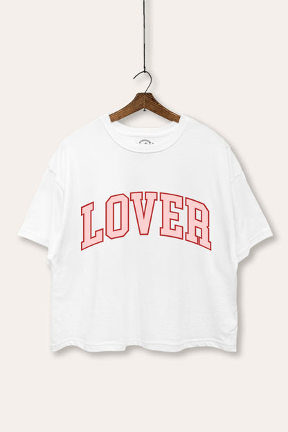 "lover" graphic boxy crop top