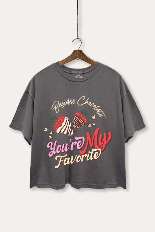 "you're my favorite" sweet graphic boxy crop top