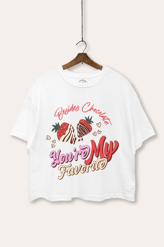 "you're my favorite" sweet graphic boxy crop top