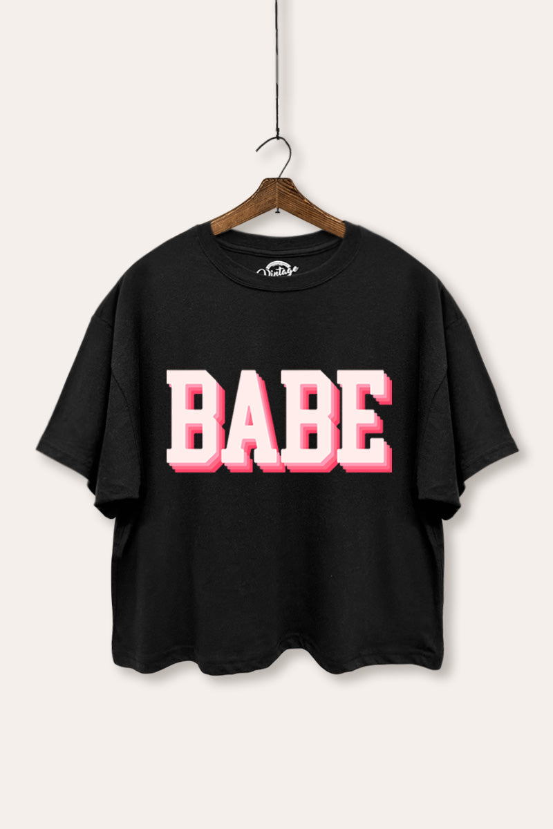 Babe Lettering Graphic Boxy Crop Top