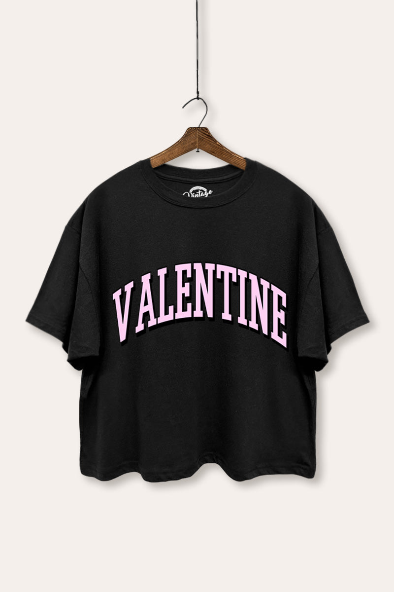Valentine Collegiate Typography Boxy Crop Top