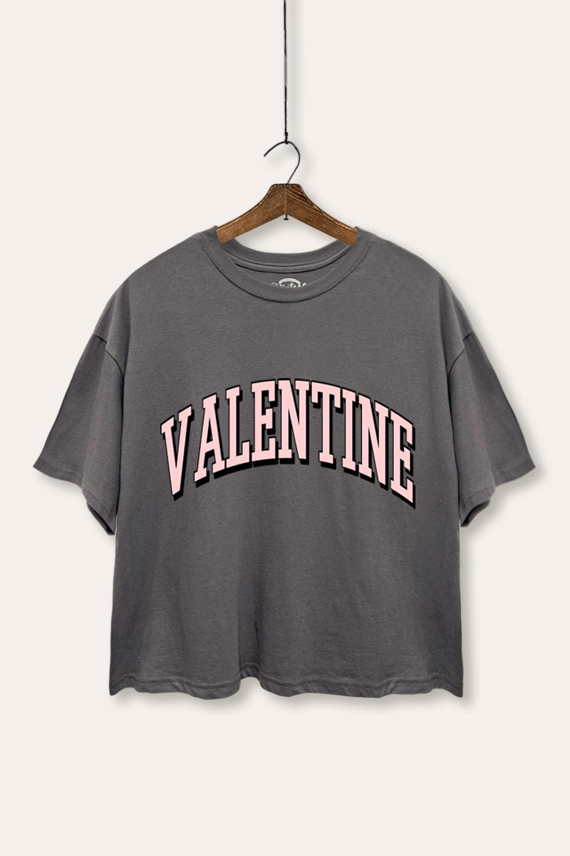Valentine Collegiate Typography Boxy Crop Top