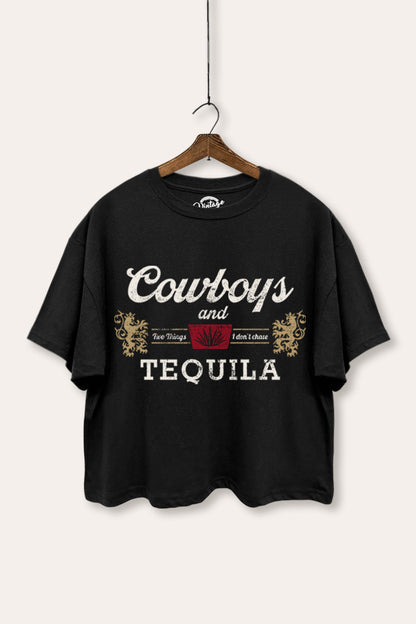 Cowboys & Tequila Western Graphic Boxy Crop Top
