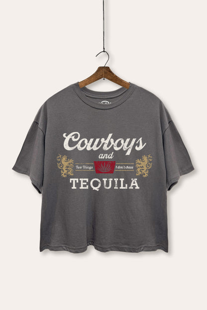 Cowboys & Tequila Western Graphic Boxy Crop Top