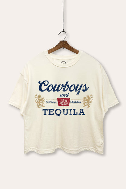 Cowboys & Tequila Western Graphic Boxy Crop Top