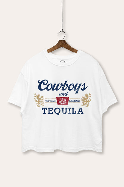 Cowboys & Tequila Western Graphic Boxy Crop Top