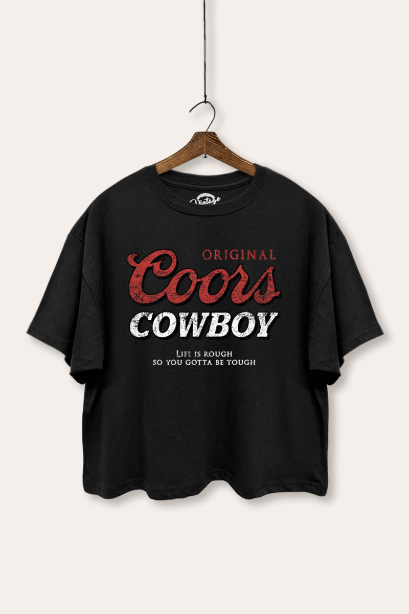 "coors cowboy" boxy graphic crop top