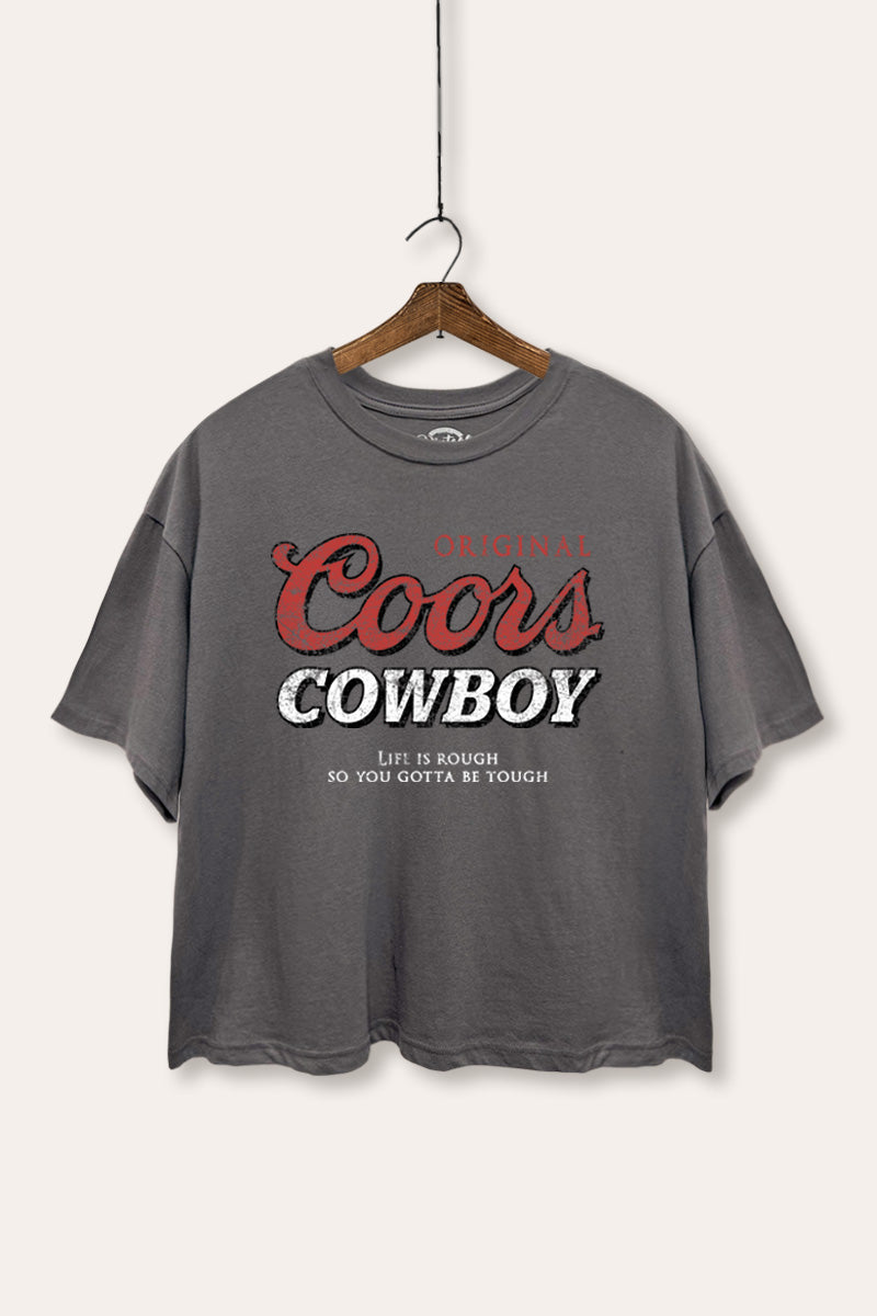 "coors cowboy" boxy graphic crop top