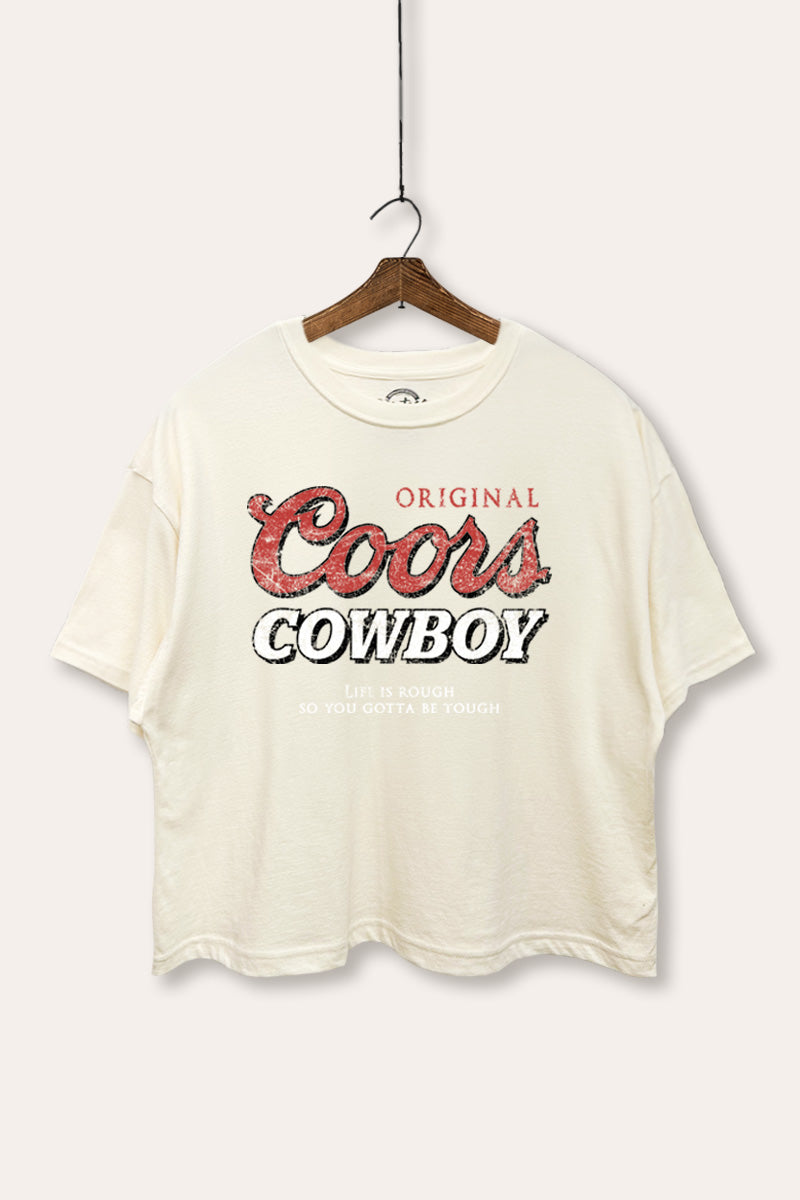 "coors cowboy" boxy graphic crop top