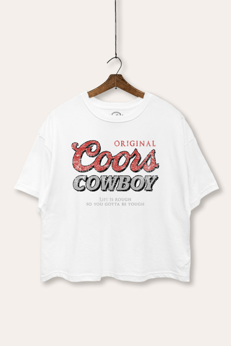 "coors cowboy" boxy graphic crop top