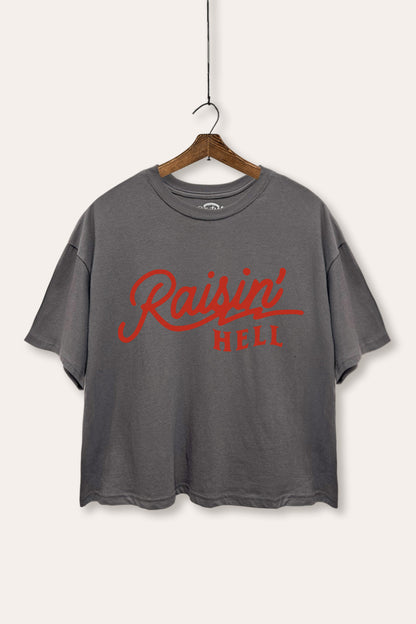Raisin' Hell Retro Graphic Boxy Crop Top