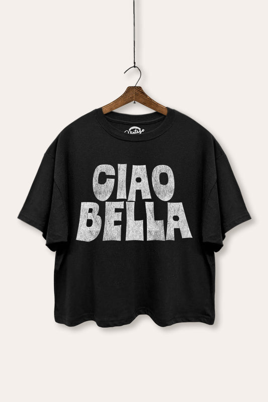 Ciao Bella Italian Typography Boxy Crop Top
