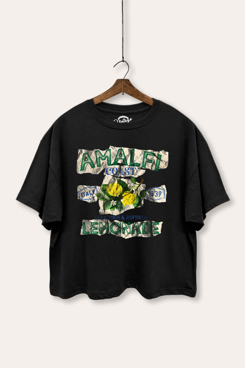 "amalfi coast lemonade" boxy graphic crop top