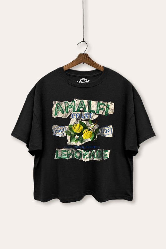 "amalfi coast lemonade" boxy graphic crop top