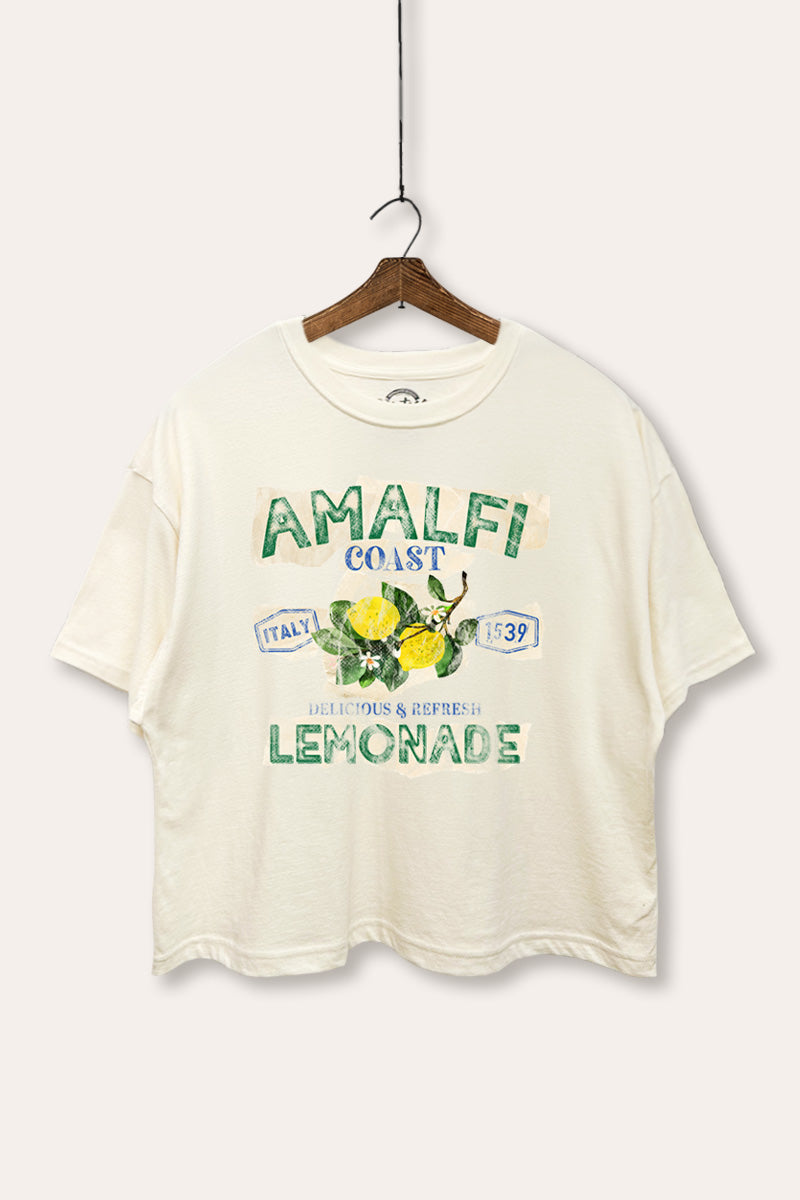 "amalfi coast lemonade" boxy graphic crop top