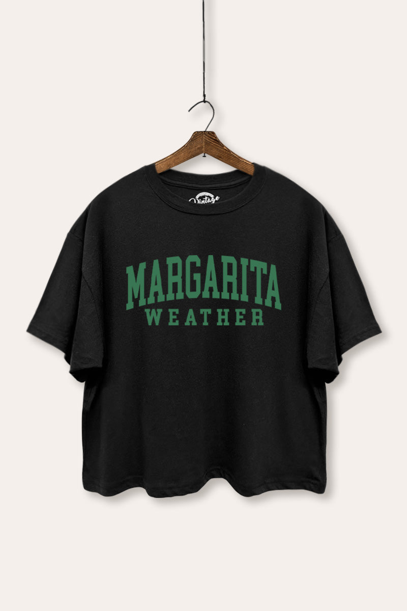 "margarita weather" boxy graphic crop top