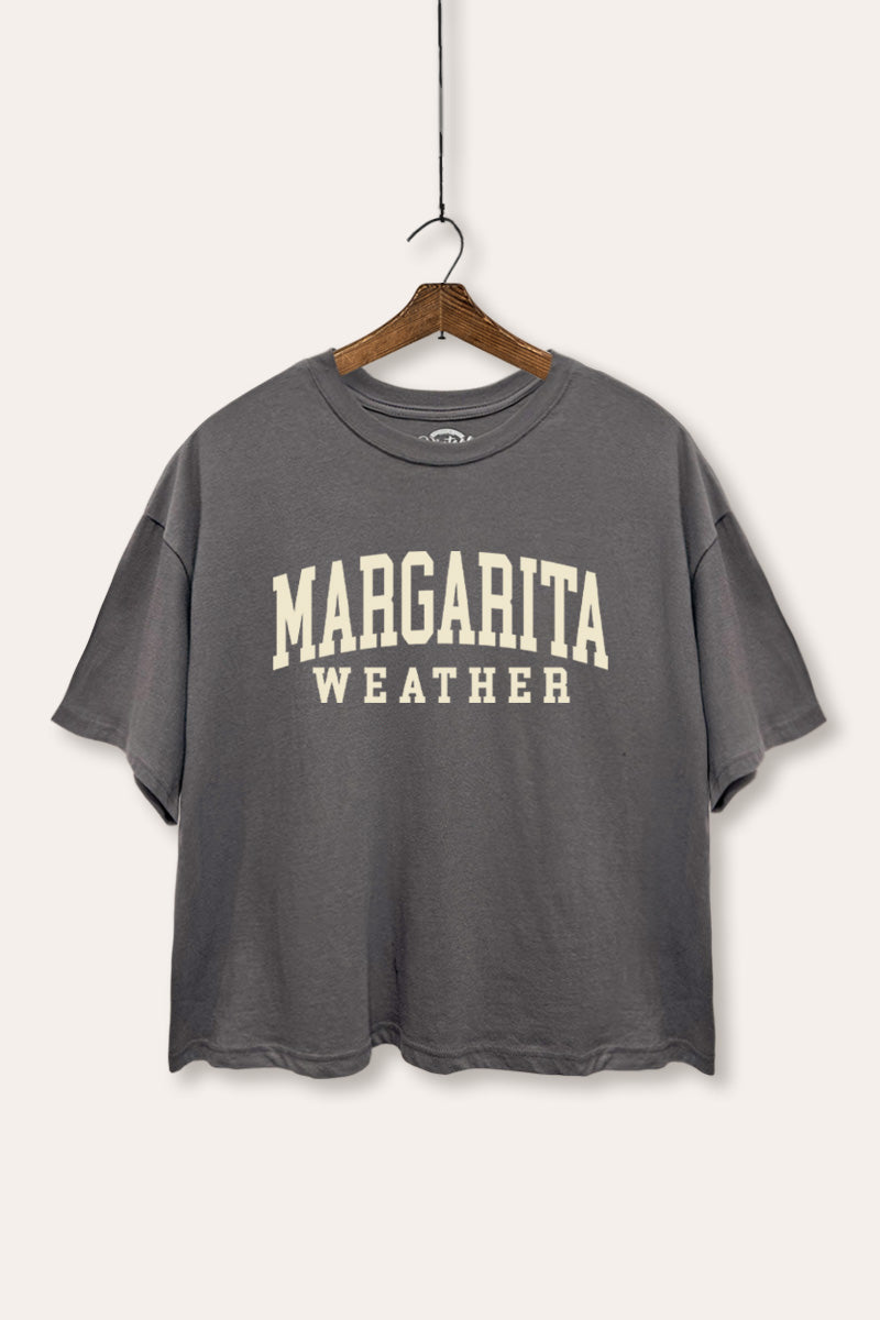 "margarita weather" boxy graphic crop top