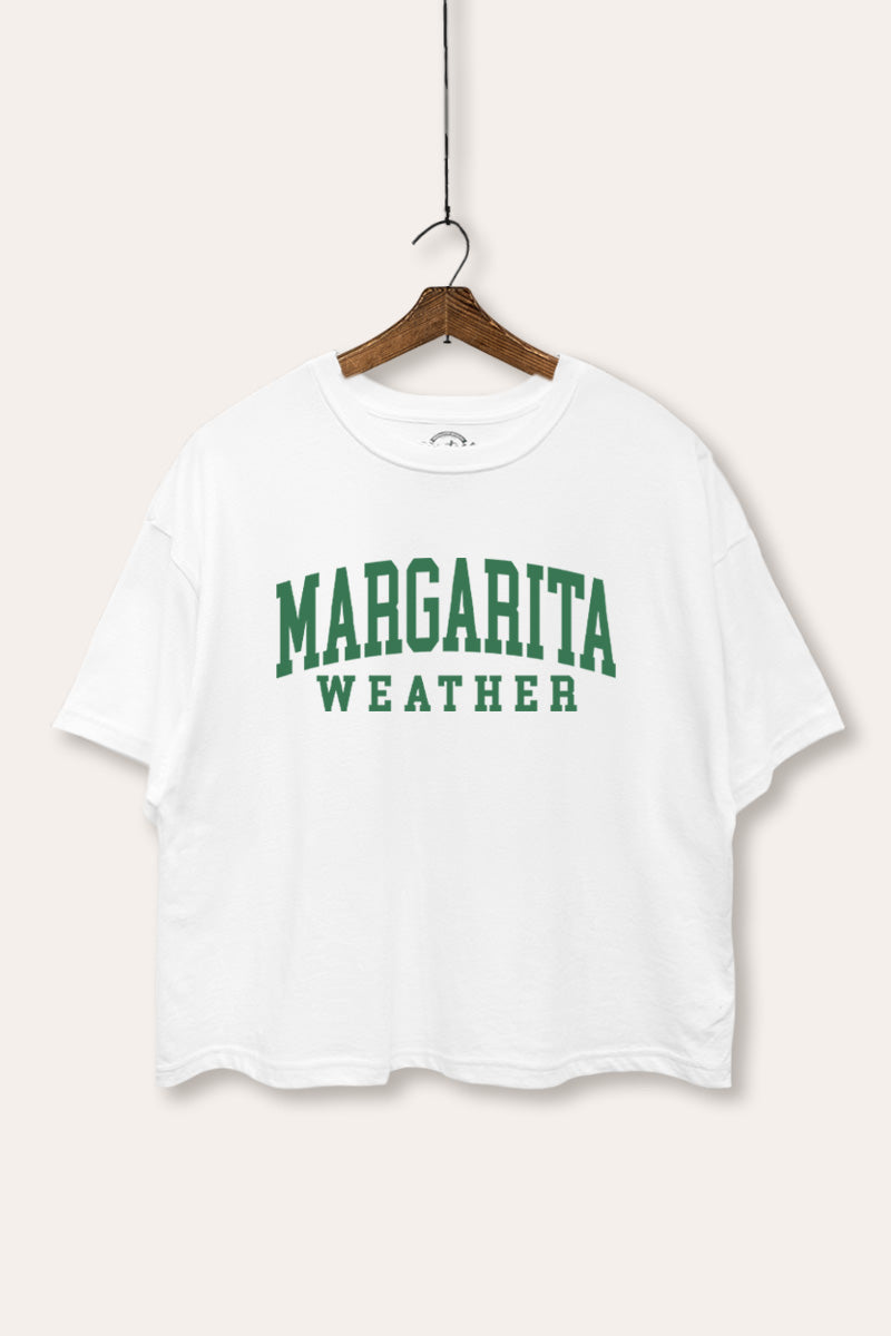 "margarita weather" boxy graphic crop top
