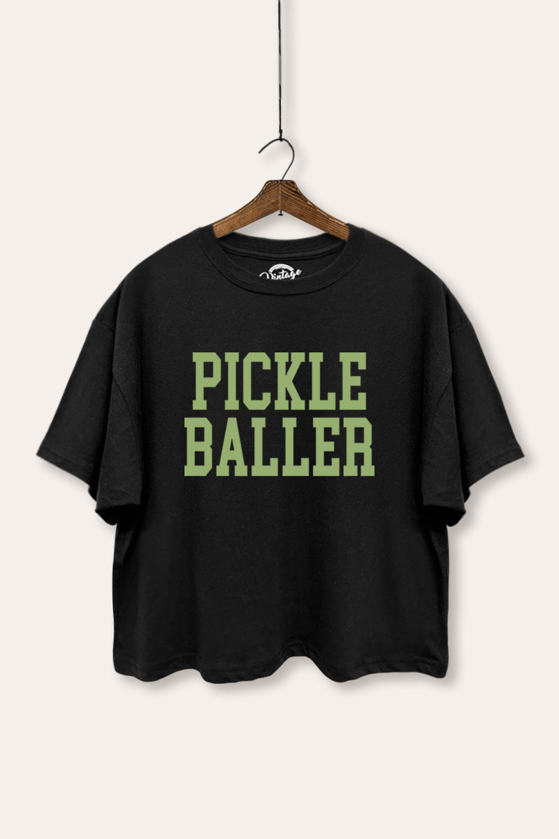 Pickle Baller Sports Graphic Boxy Crop Top