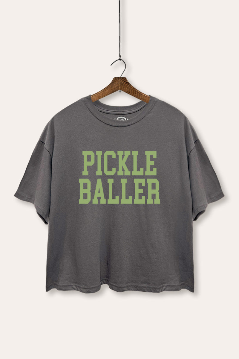 Pickle Baller Sports Graphic Boxy Crop Top